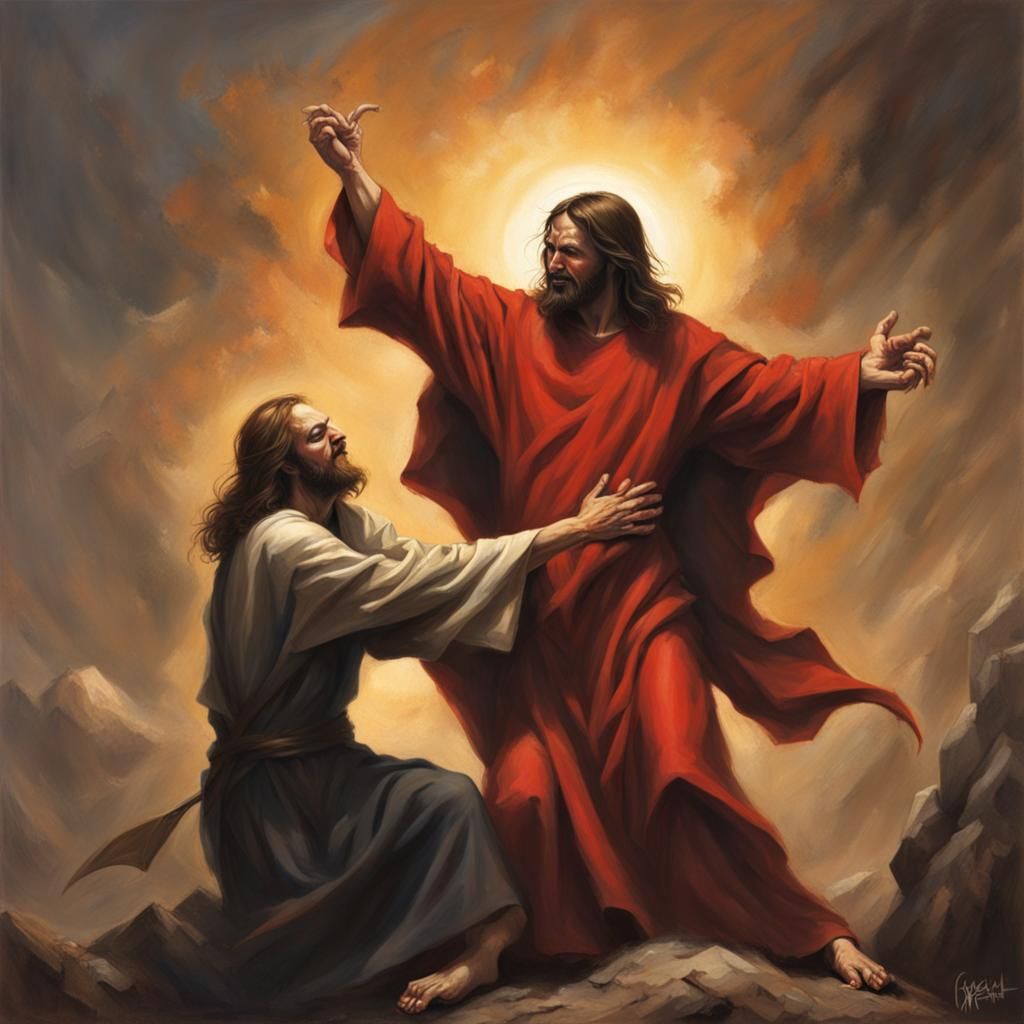Controversial Depiction: Jesus and Satan Embrace