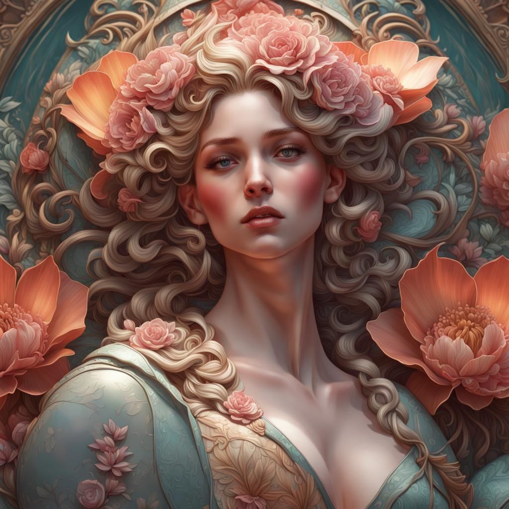 Detailed Floral Carved Shell Portrait in Unreal Engine 5