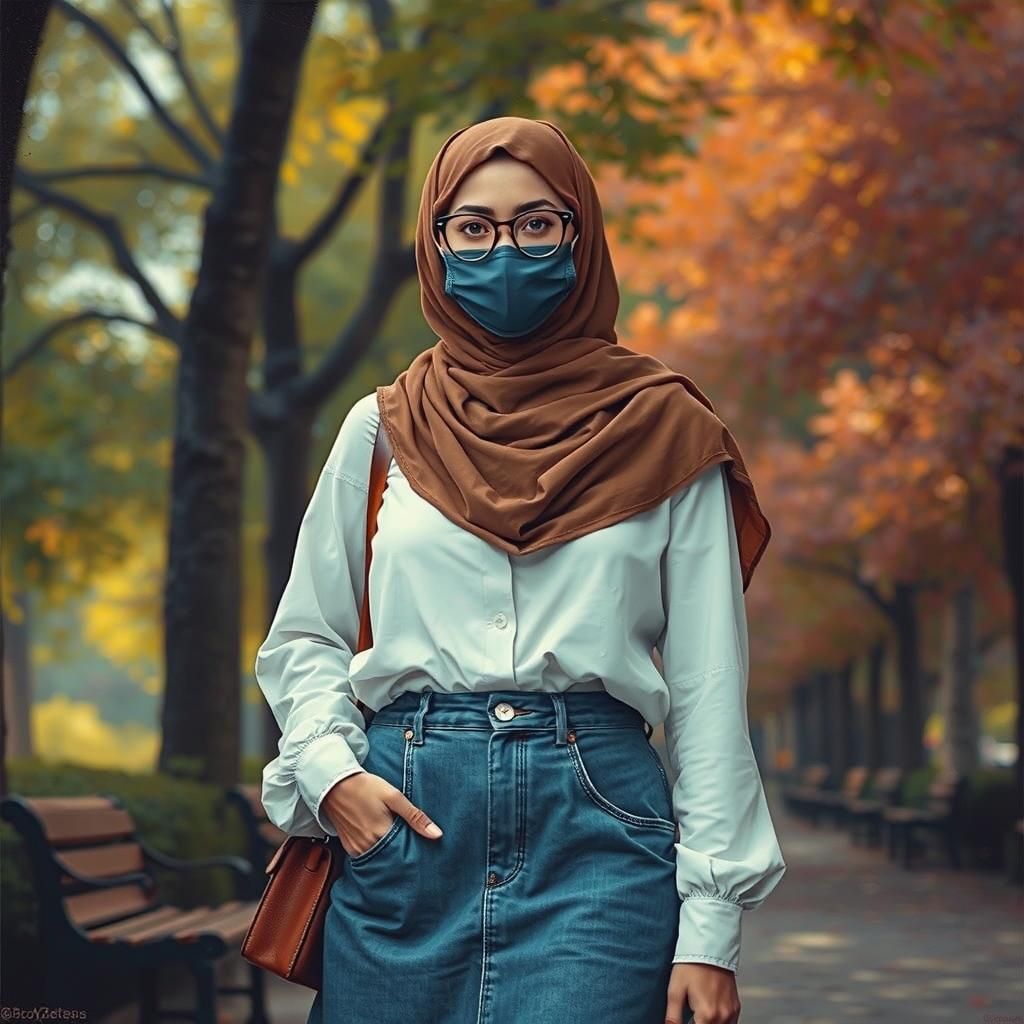 Glamour Portrait of Hijabi Businesswoman in Park