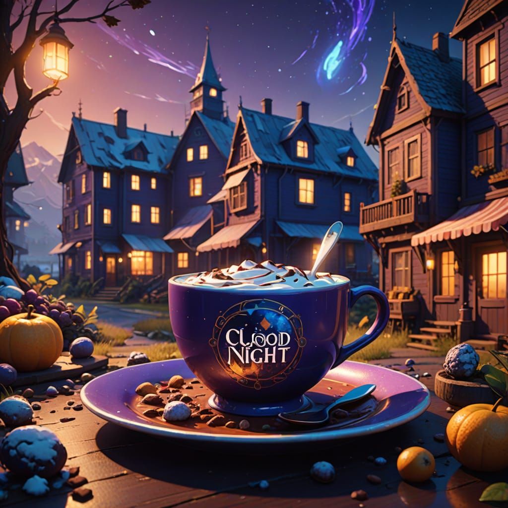 A magical figure, like a little chef, stands with a spoon in...