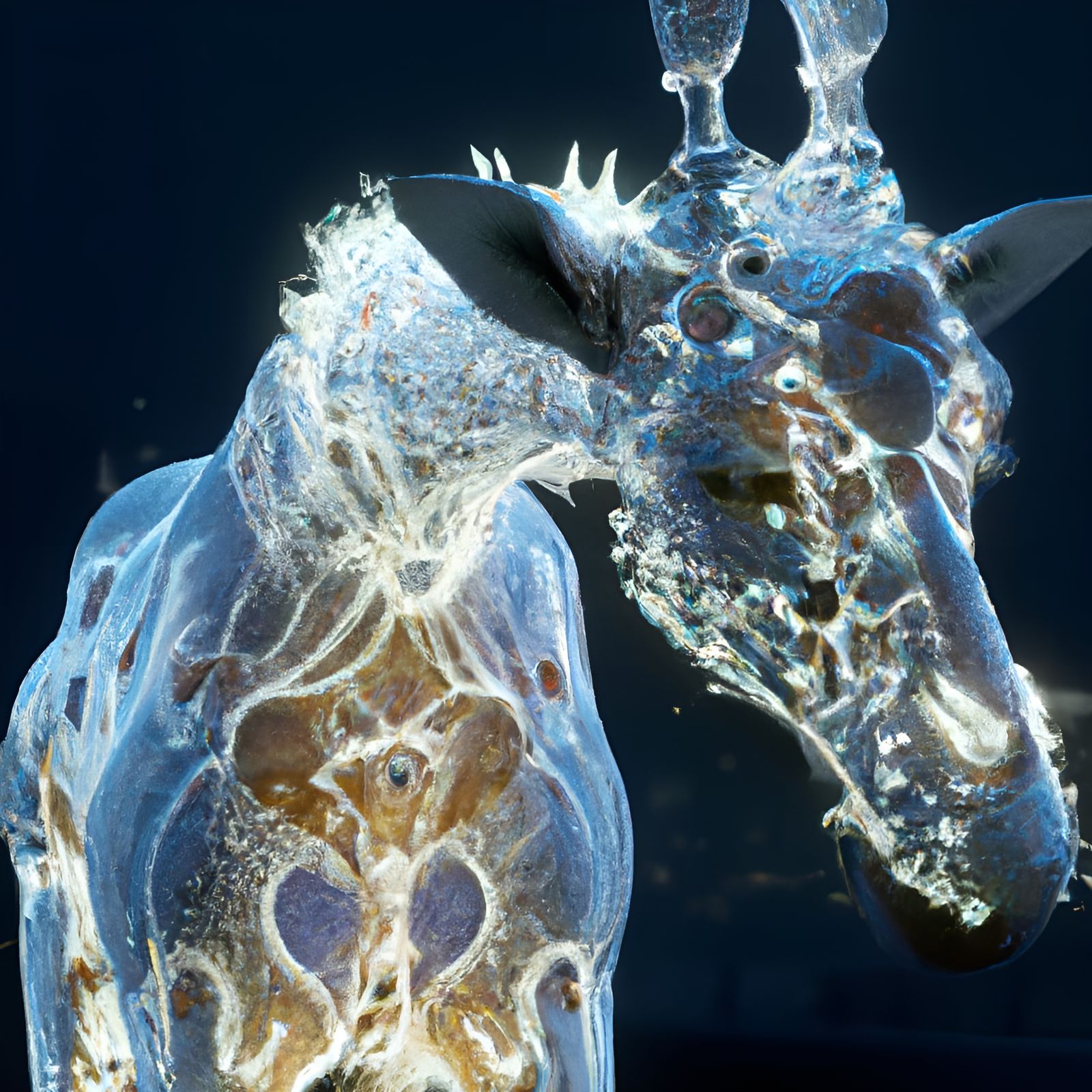 Bioluminescent Crystal Giraffe Portrait in Digital Art Style