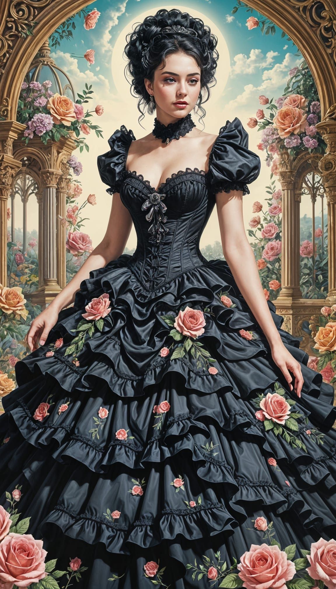 Goth Princess in Exquisite Black Gown