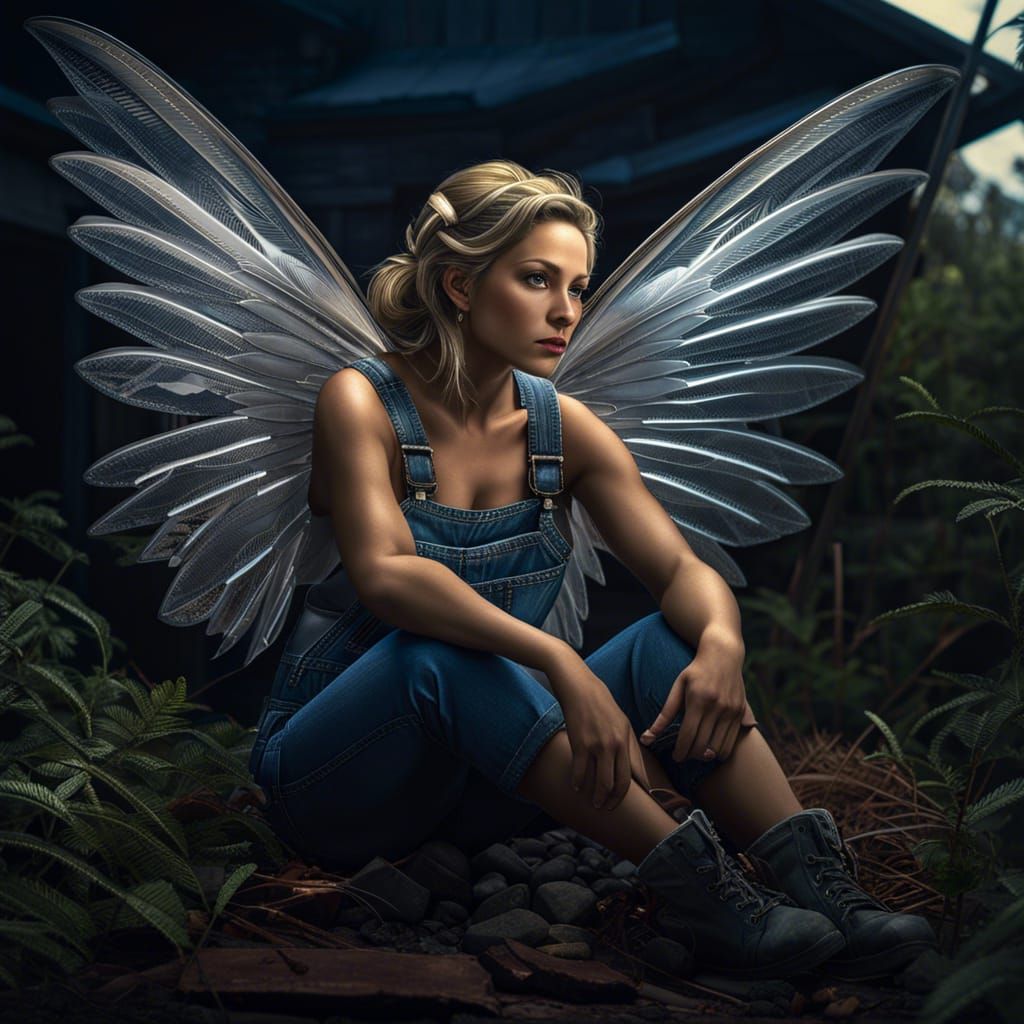 Hyperrealistic Redneck Fairy with Crystal Wings