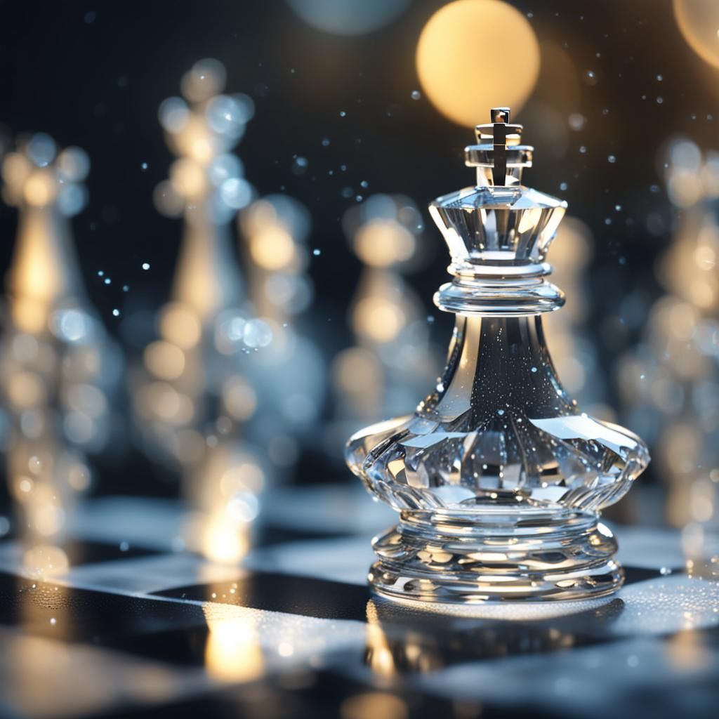 Crystal Chess Queen in Light with Bokeh