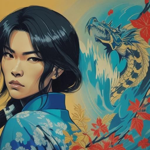 Noir Ink Portrait: Impassive Man in Japan