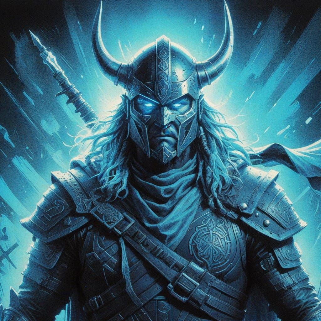 Nordic Cyberpunk Warrior in Charcoal