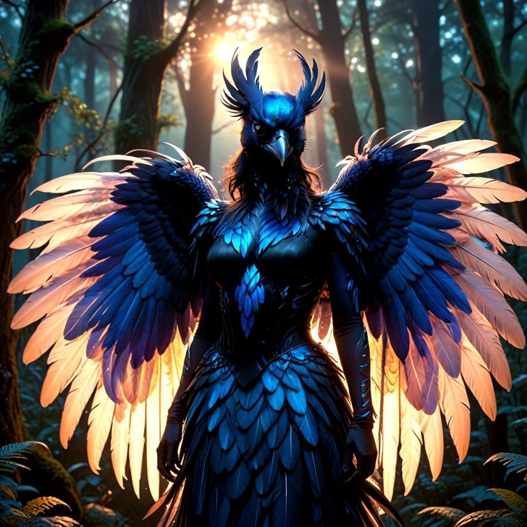 Ethereal Aarakocra Magpie in Soft Pastel Hues