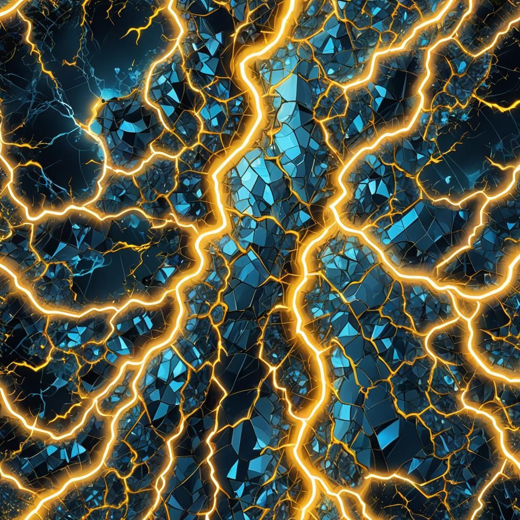 Electric Blue Lightning Fractal Art