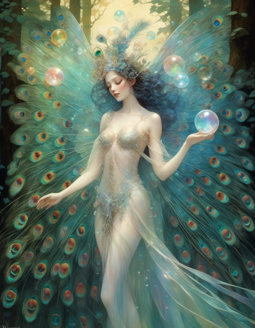 Art Nouveau Fairy with bubbles