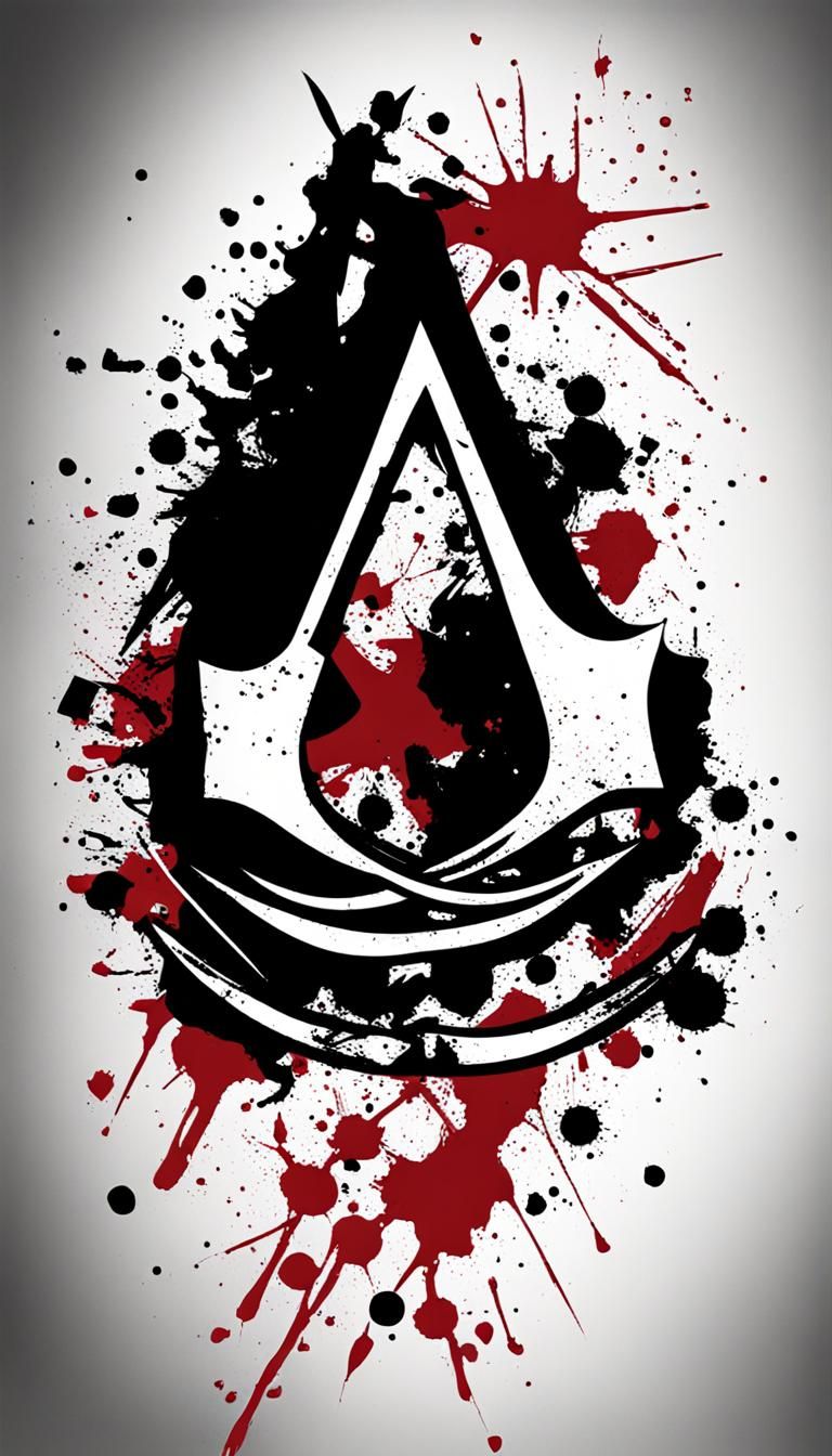 Assassin's Creed Logo Trash Polka Tattoo