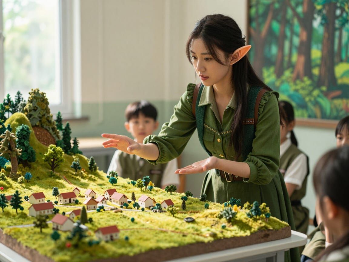 Forester teaches class to young students on Conservation