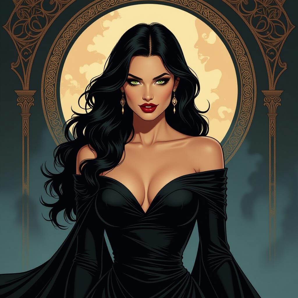 Vampire Woman in Art Nouveau Style