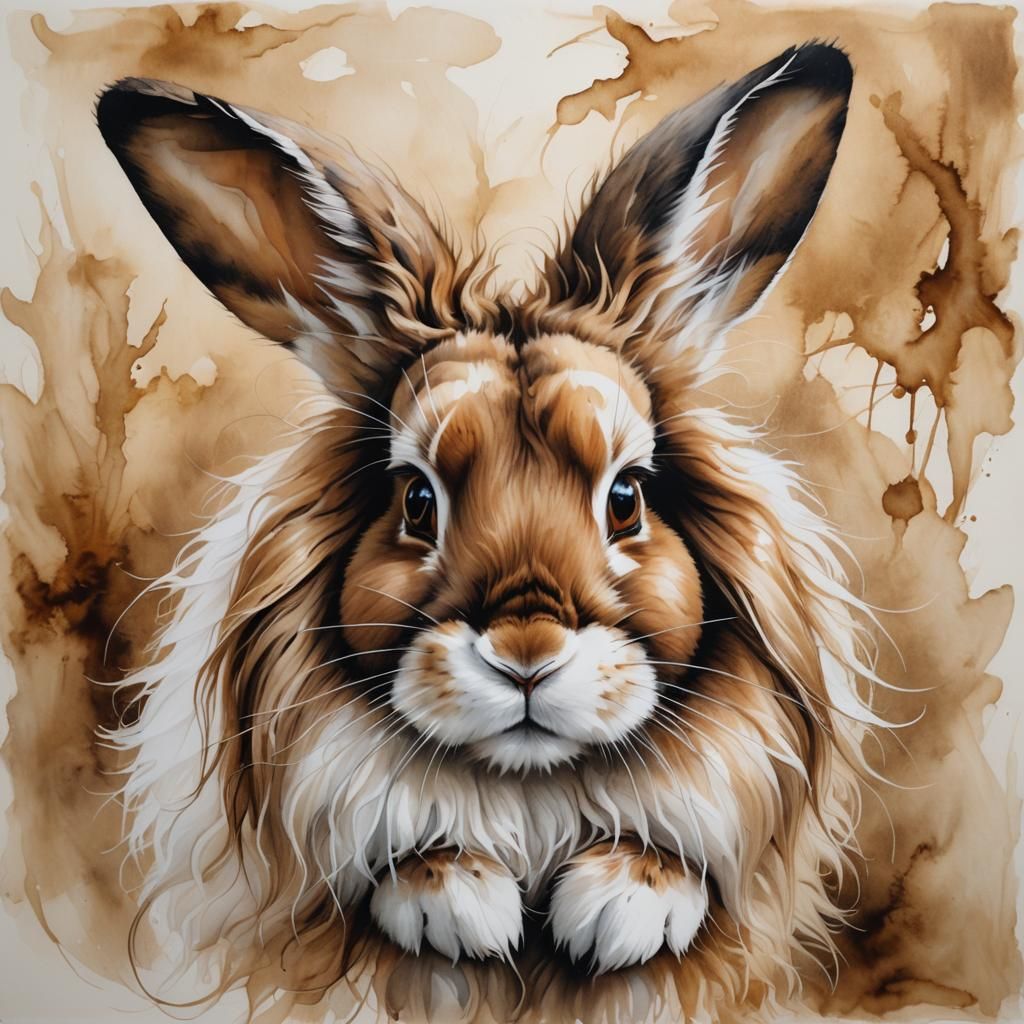 Orphism Style Rabbit with Long Hair