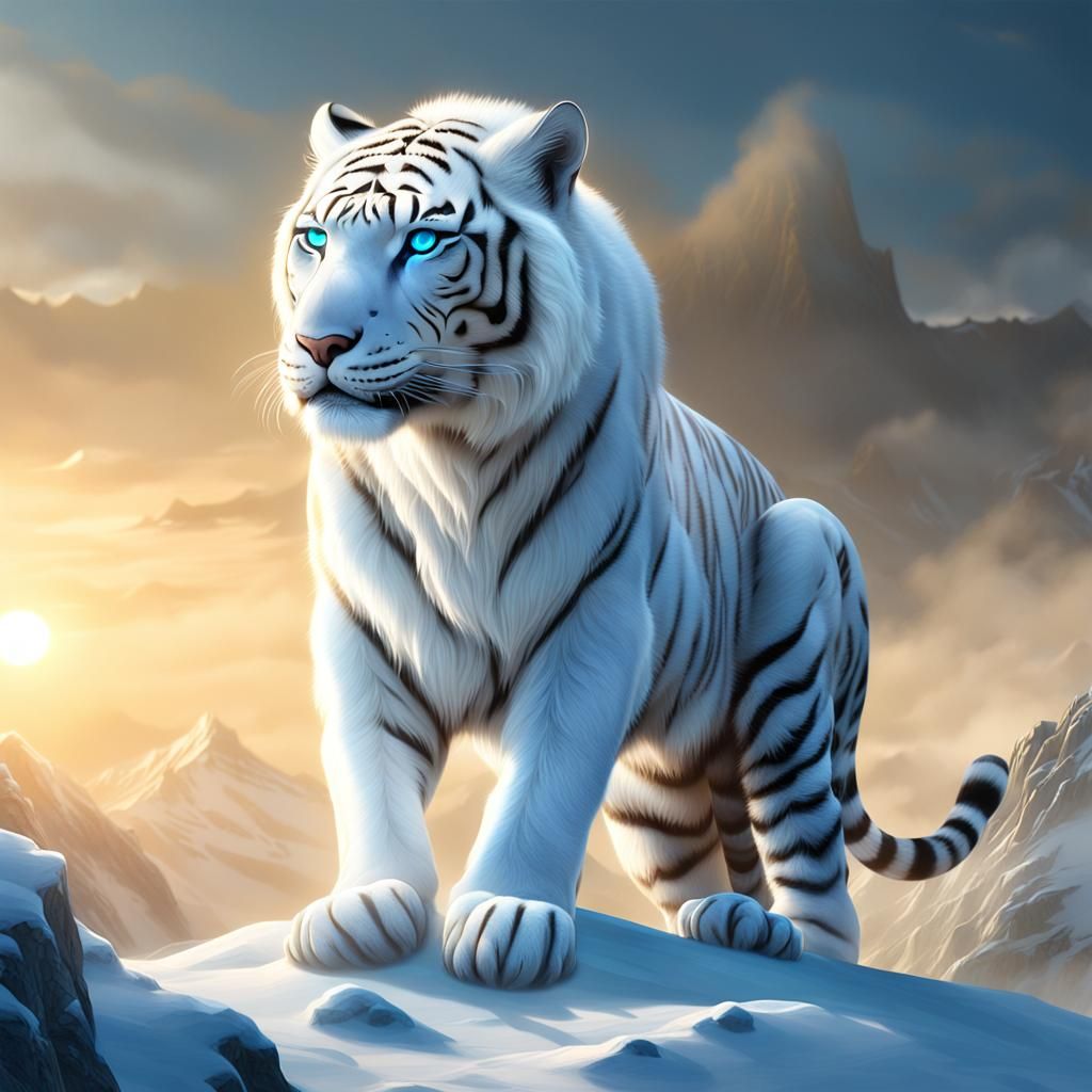 Majestic Big Cat Hybrid on Misty Mountain Peak
