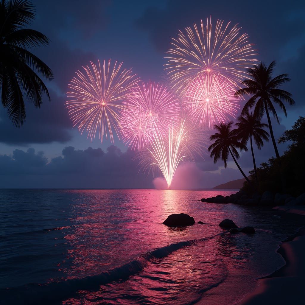 Vibrant Seaside Celebration at Sunset in Guadeloupe