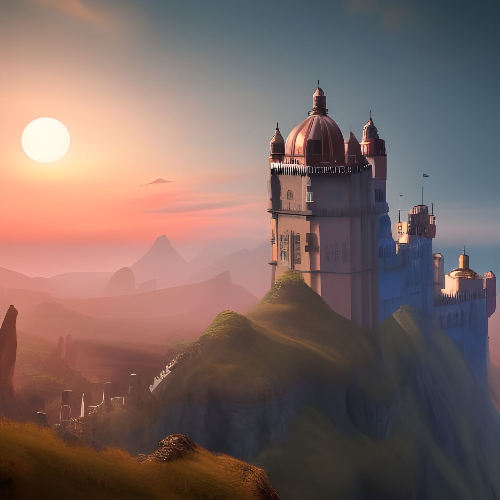 Sunset Over Pena Palace: Fantasy Concept Art