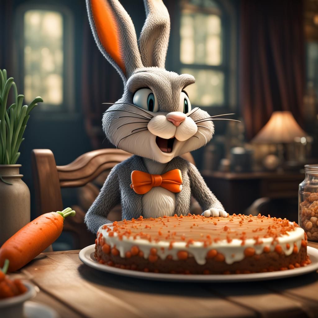 Bugs Bunny Enjoys Carrot Cake
