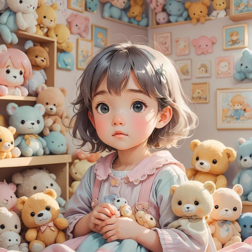 Manga-Style Portrait: Petit Bebe Mignon in Pastel Nursery