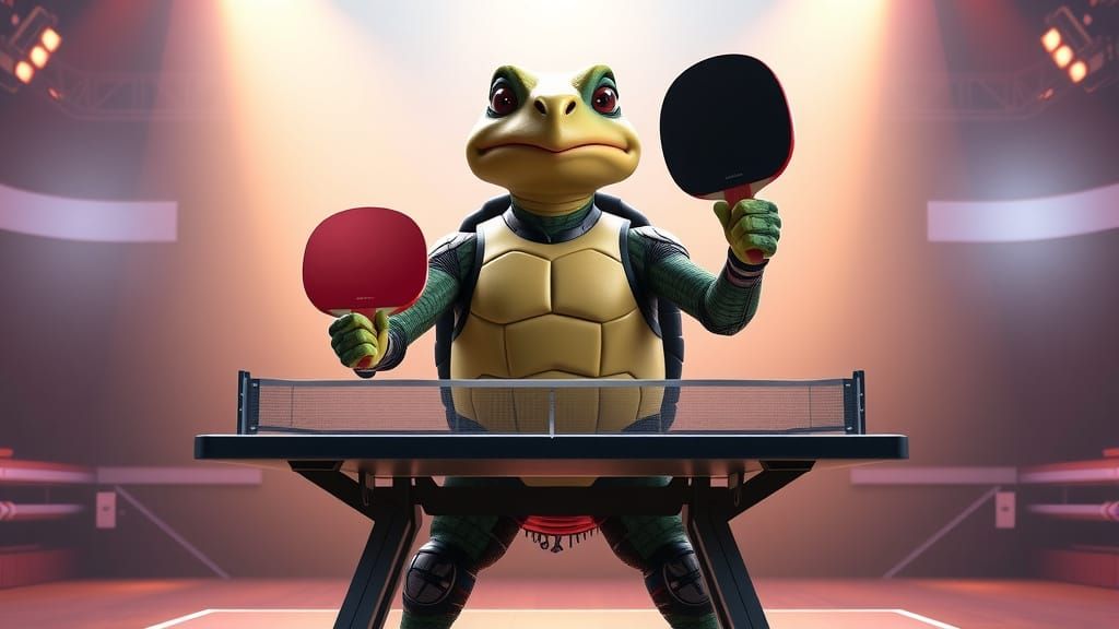 Turtle Champion's Futuristic Victory in 3D Digital Art