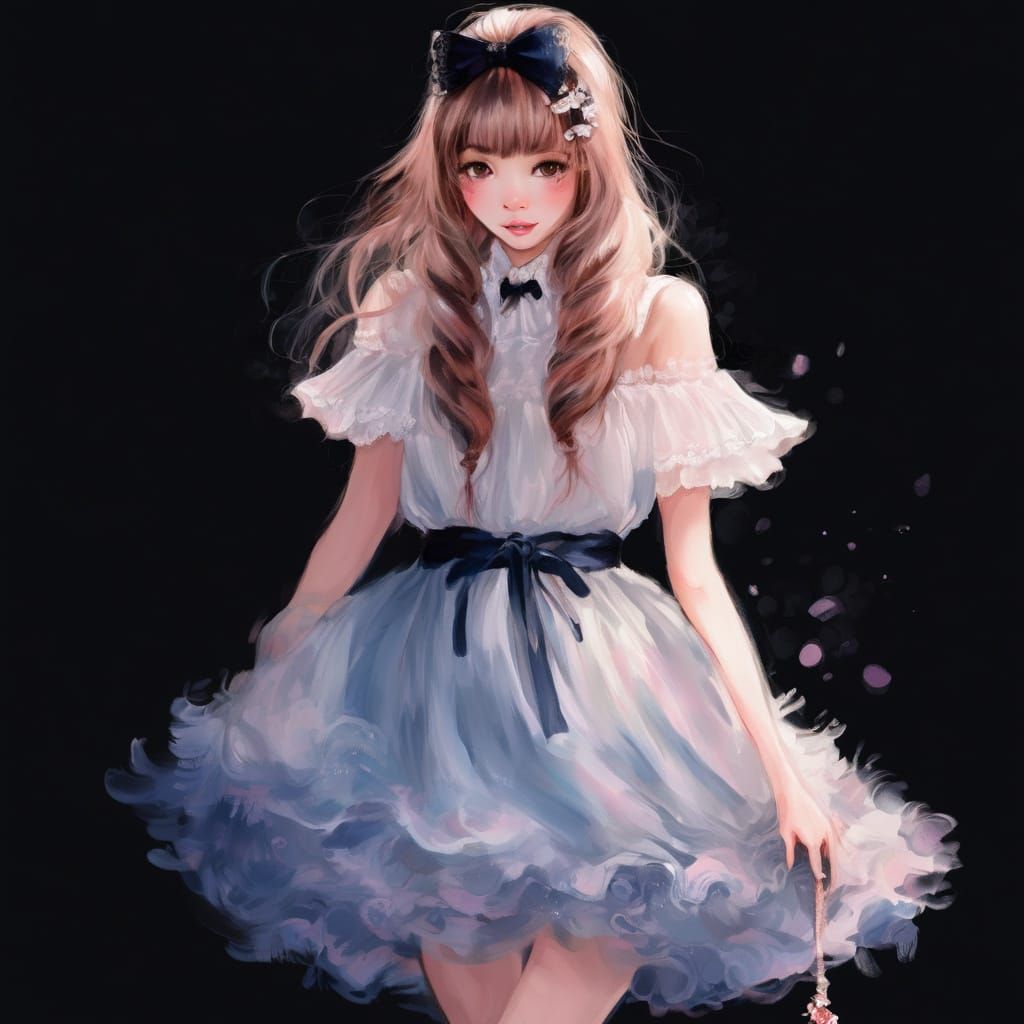 Ethereal Impressionist Portrait with Anime Eyes and Flapper ...