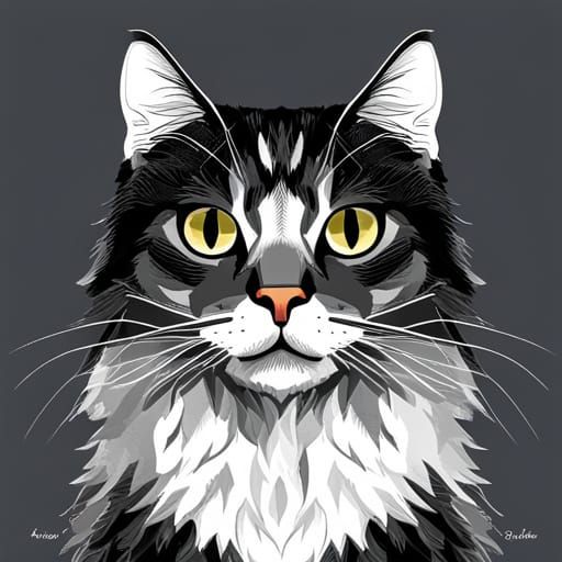 Cute Maine Coon Cat in Mixed Media Collage