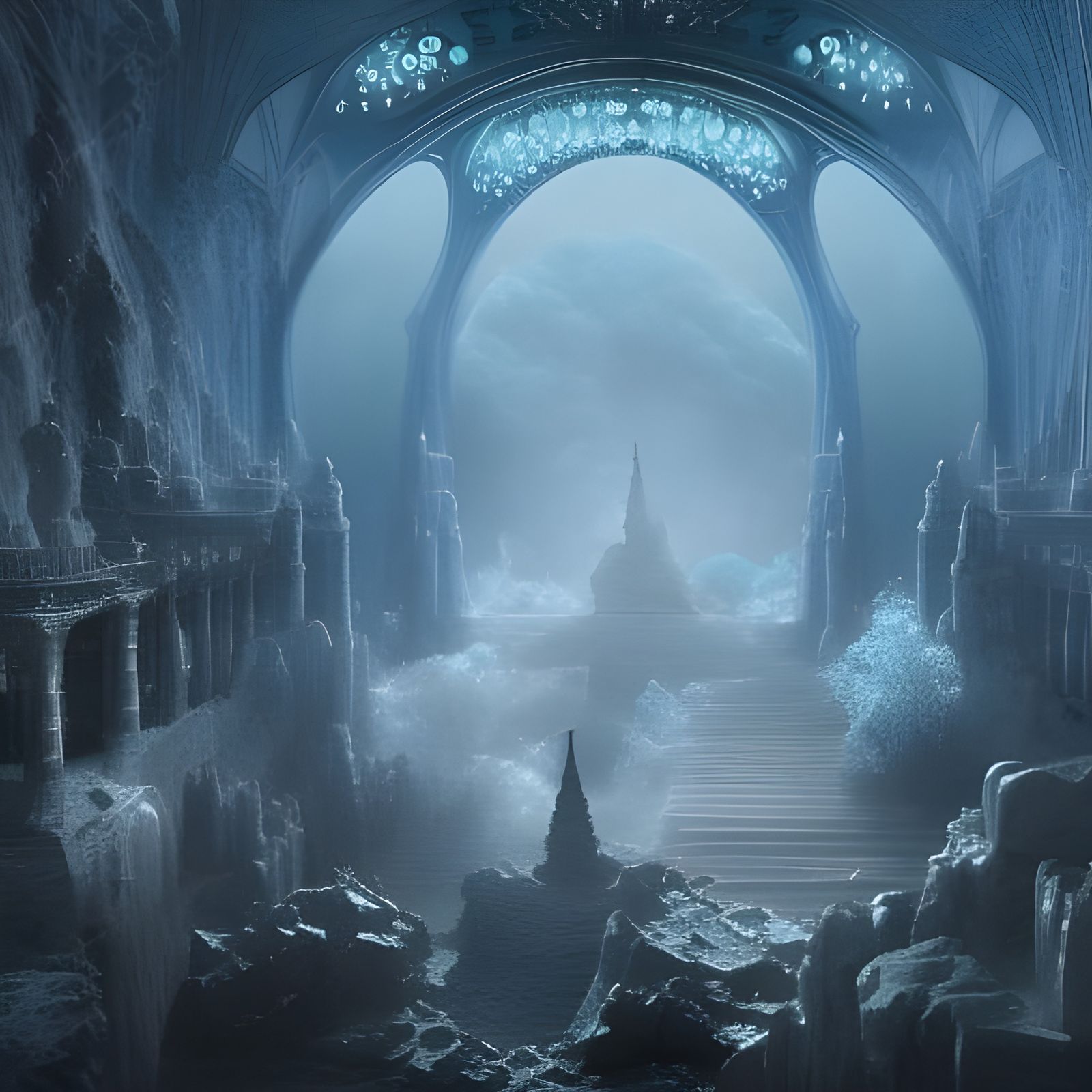 Icy Blue Pixie Dust in Digital Matte Painting