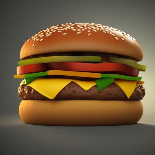 McDonald's Burger and Fries in Pixar 3D Style