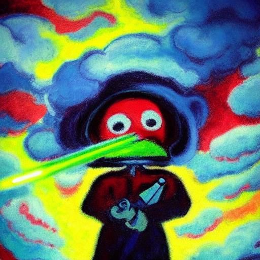 Jedi Mouse Lands on Normandy in Expressionist Dreamscape