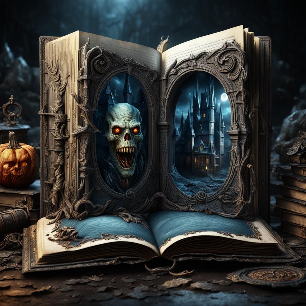 Horror Images Emerge from Detailed Open Book