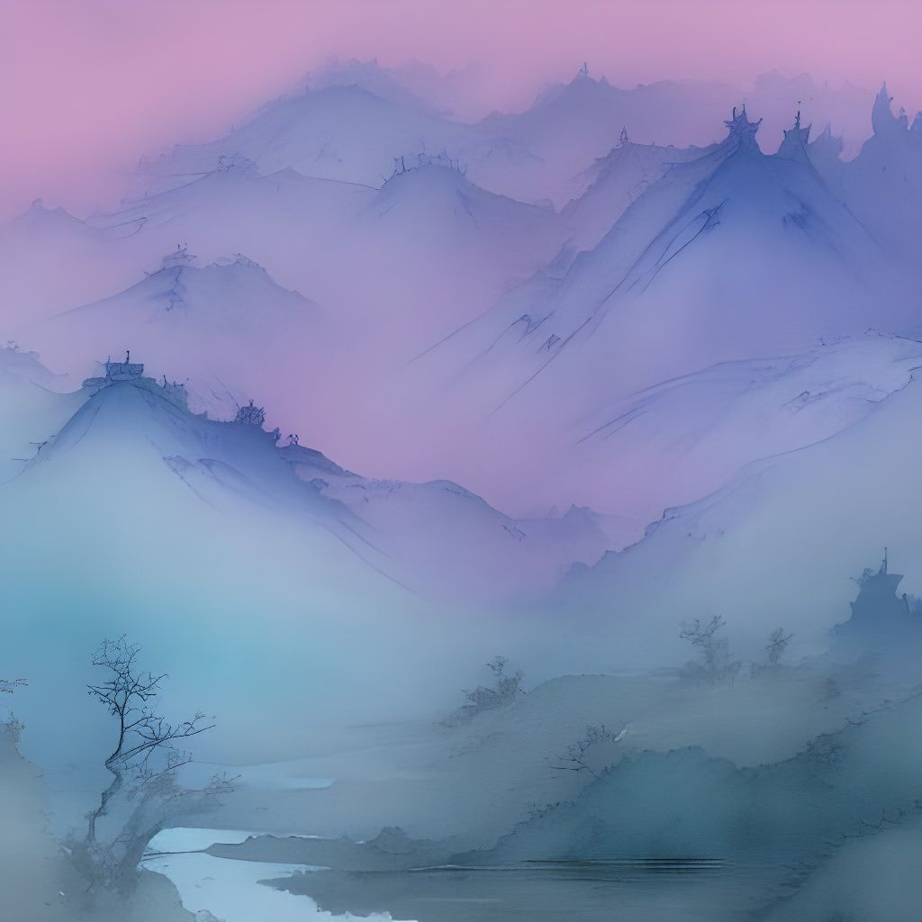 Fantasy Landscape in Watercolor Style