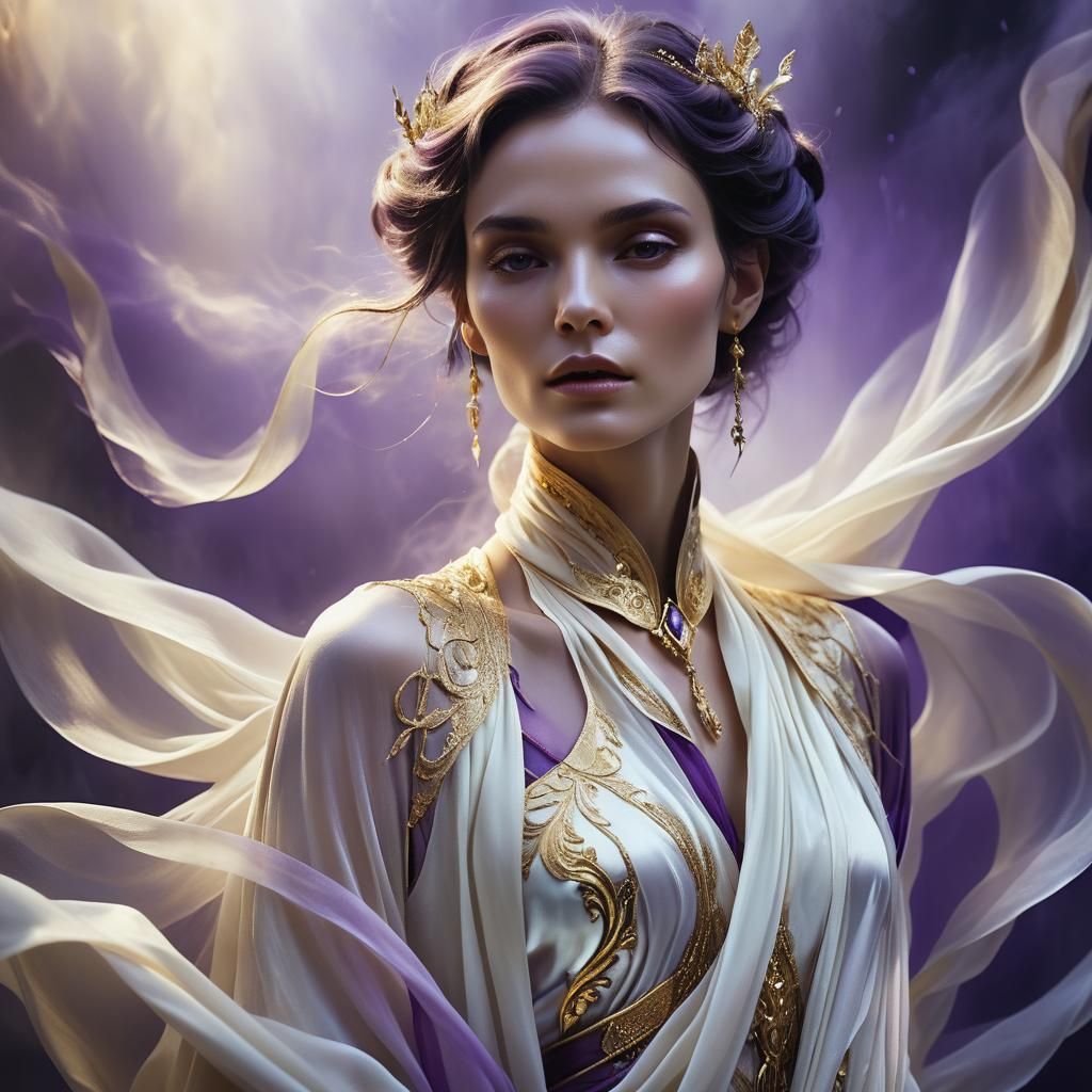 Ethereal Androgynous Woman Portrait in Fantasy Art Style