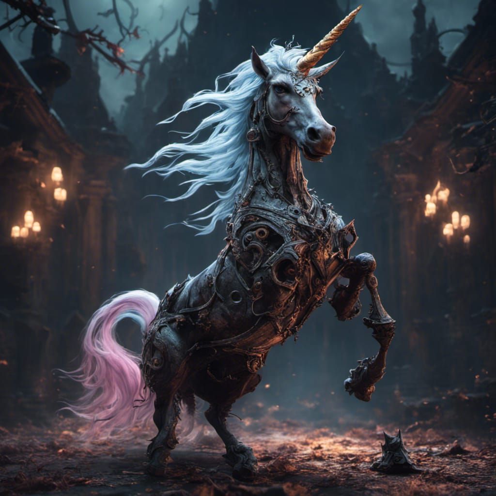 Spooky Unicorn in Dark Fantasy Style