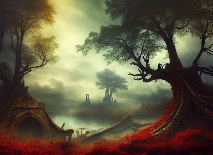 Autumn Forest Ruins in Shounen Style