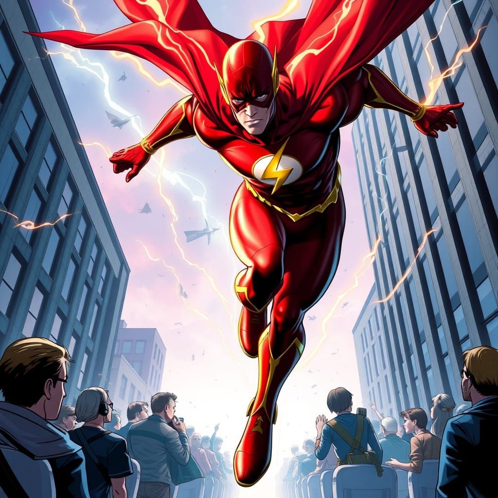 Jay Garrick The Flash Ascends Building in Cosmic Hyperrealis...