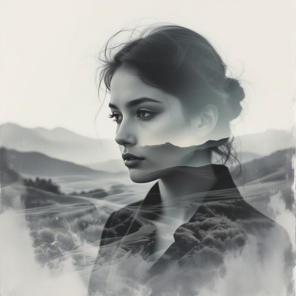 Surrealist Dreamscape with Intimate Portrait