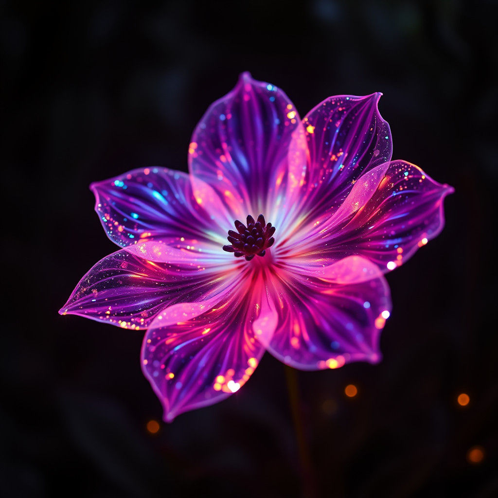 Luminous Light Flower in Eerie Forest