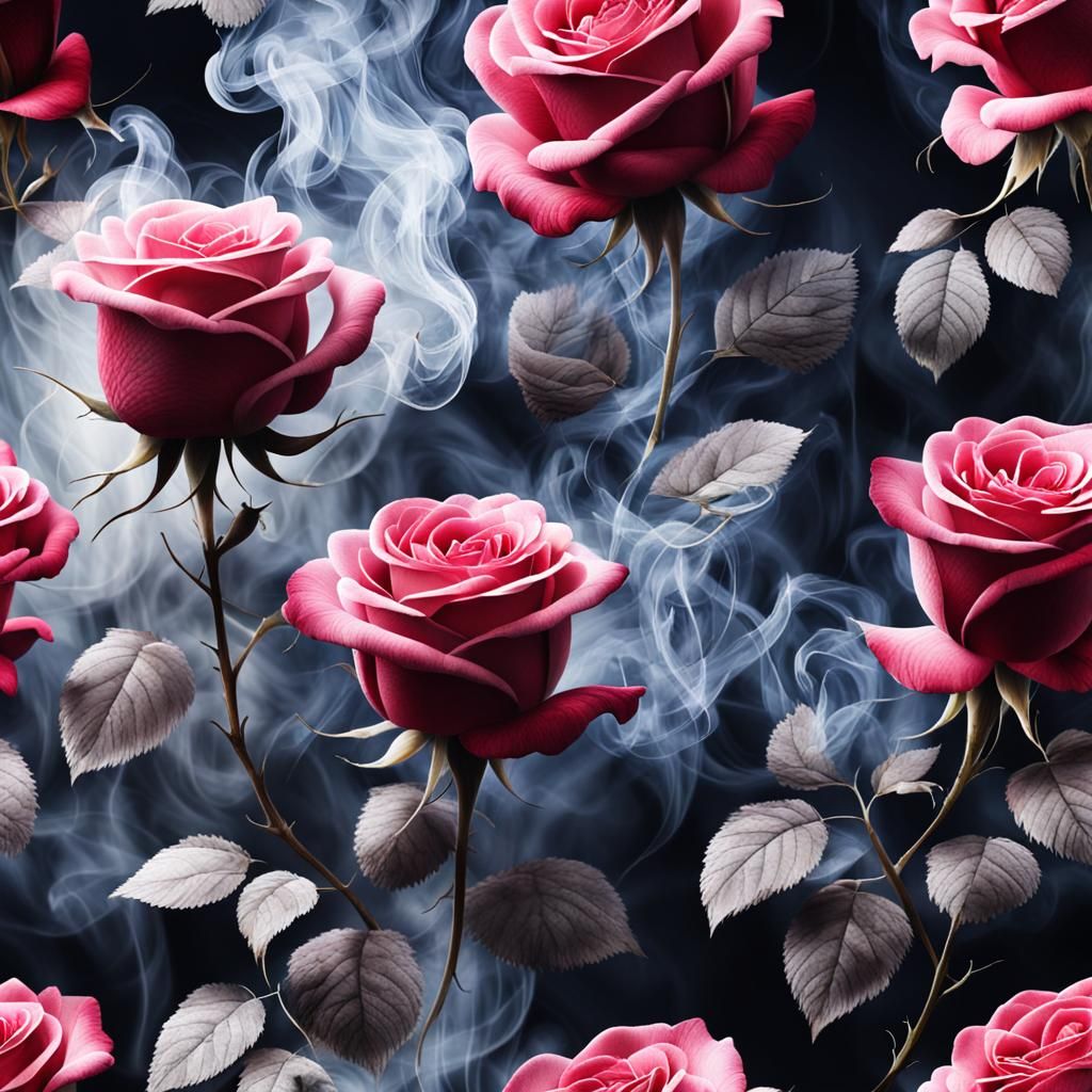 Ethereal Smoke Butterflies and Roses