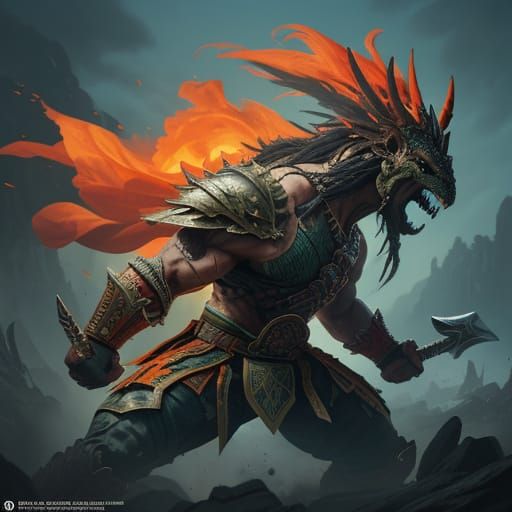 Prehistoric Warrior in Mortal Combat: Digital Art