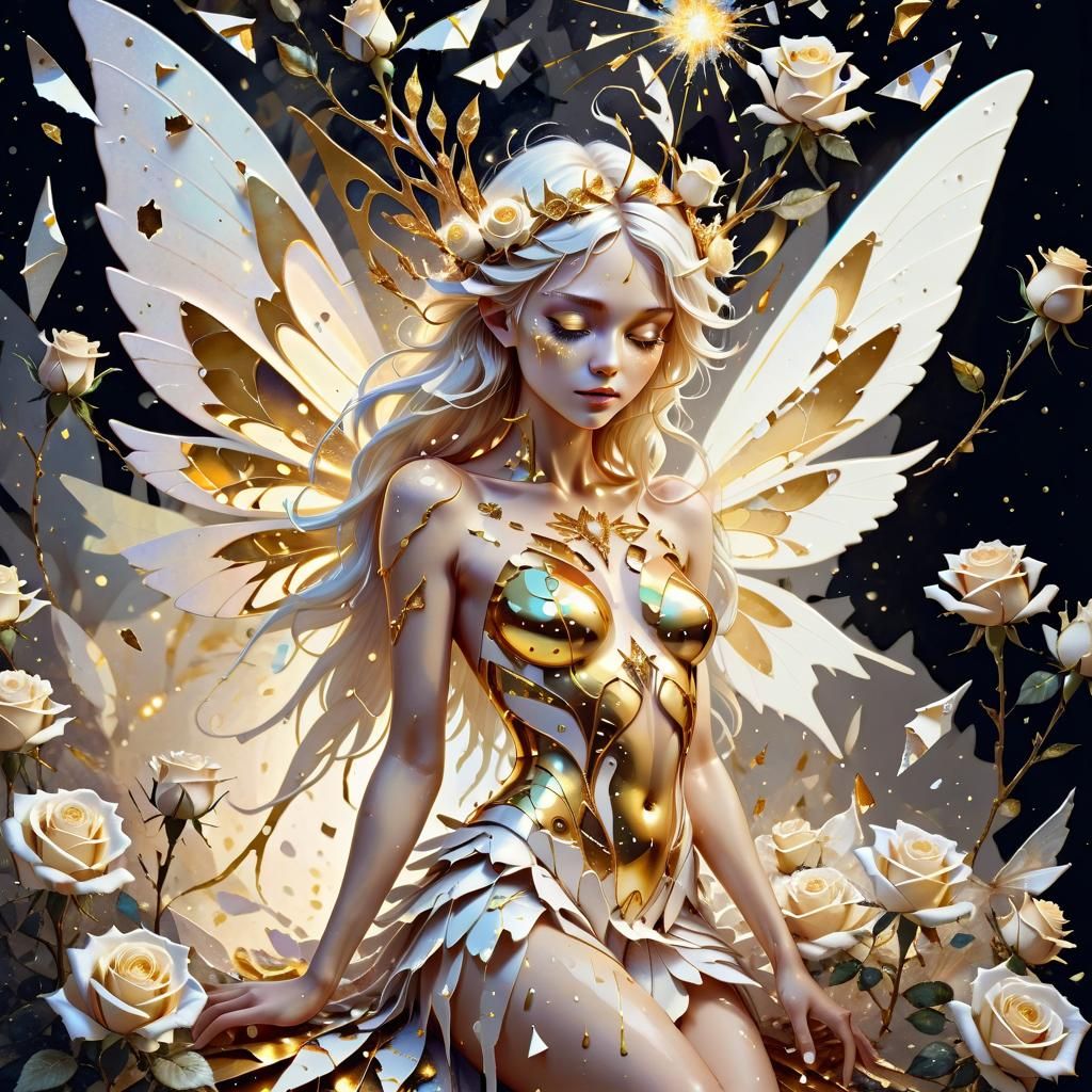 Gorgeous Astral Fairy with Roses: Digital Painting
