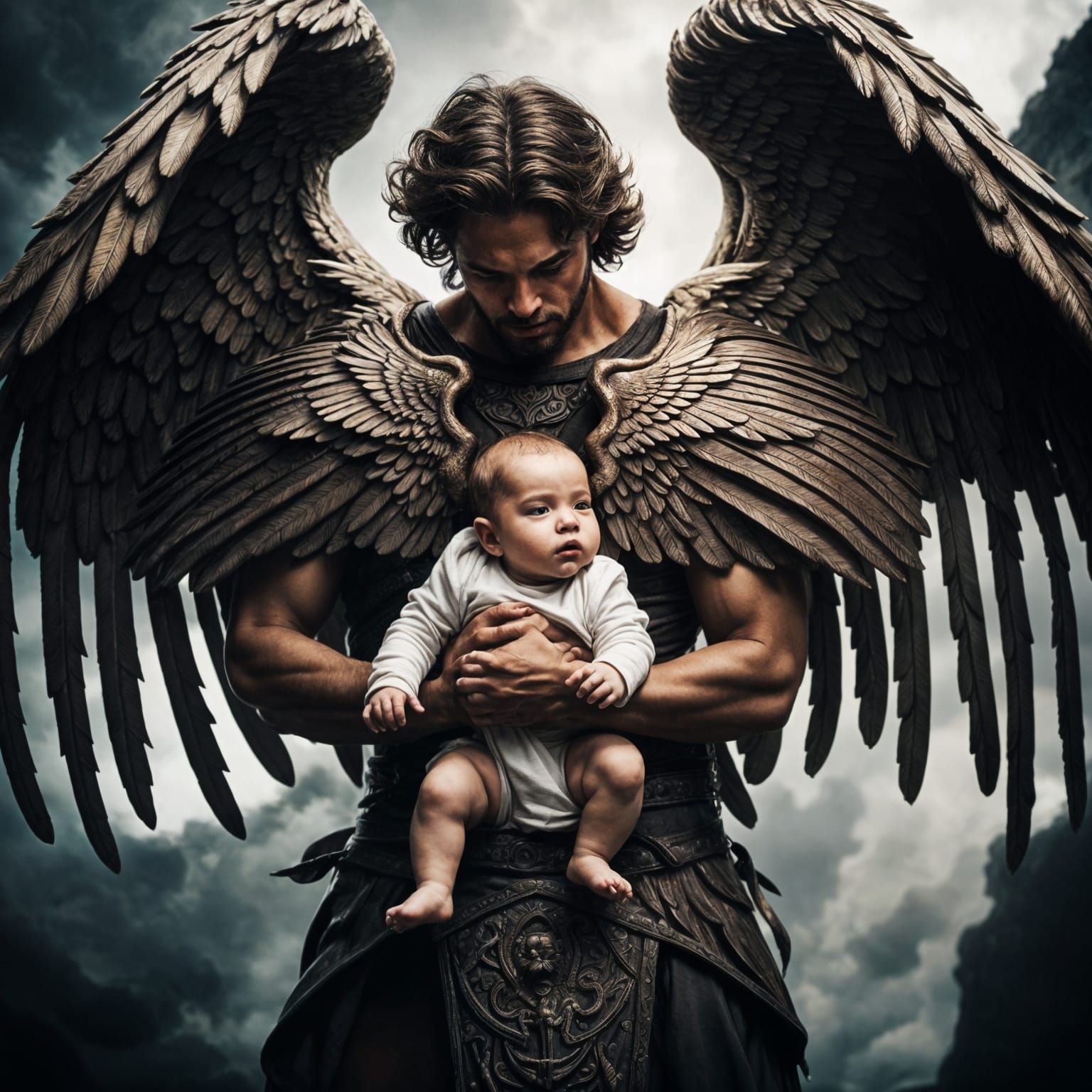 Ethereal Guardian Angel Watches Over Twin Babies