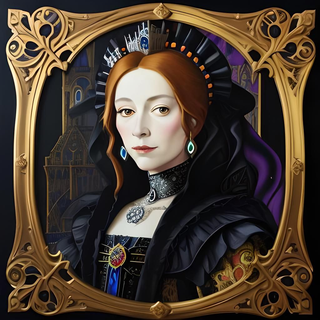 Klimt Style Portrait: Dark Queen Catherine de Medici