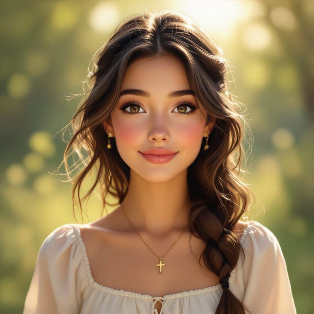 Joyful Young Woman in Soft Light