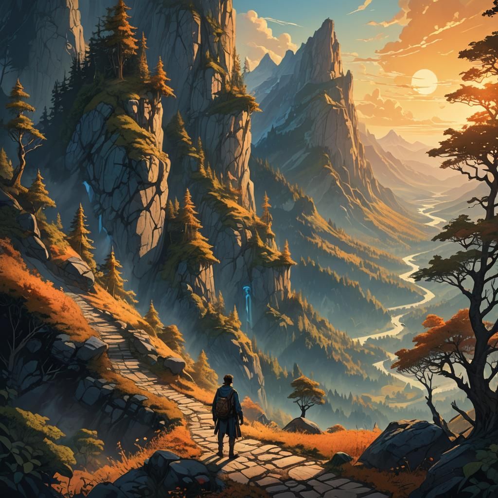 Mystical Forest: Cinematic Fantasy Landscape at Sunset