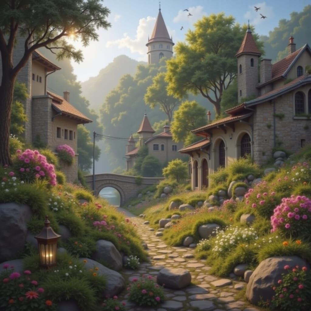 Vibrant Surreal Dreamscape in Digital Painting Style