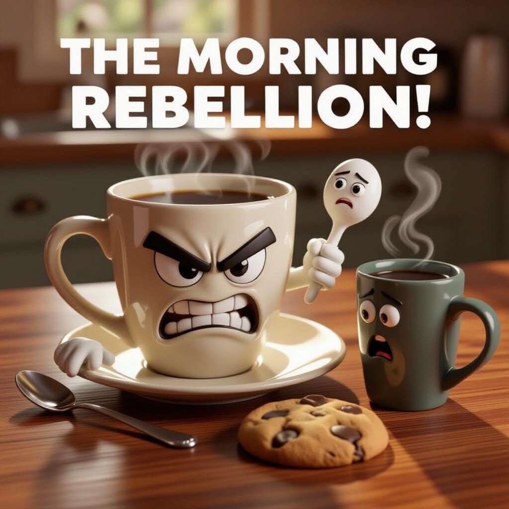 Angry Coffee Cup Leads Morning Rebellion