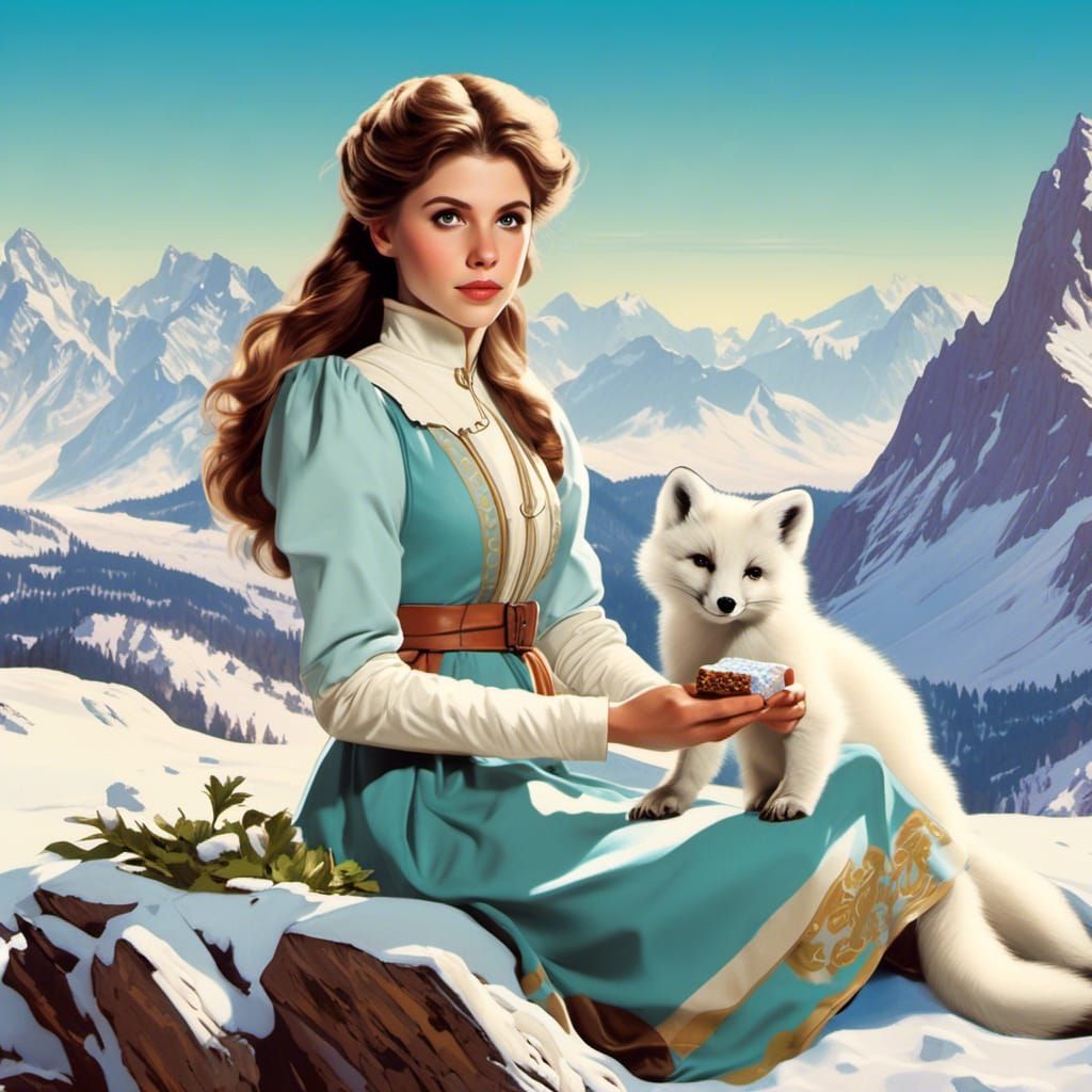Anna Kendrick in Winter Landscape, Parrish Style