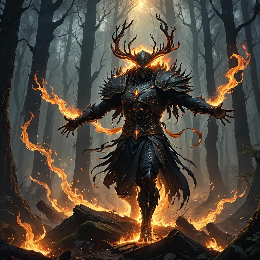 Guardian of Fire in Dark Fantasy Style