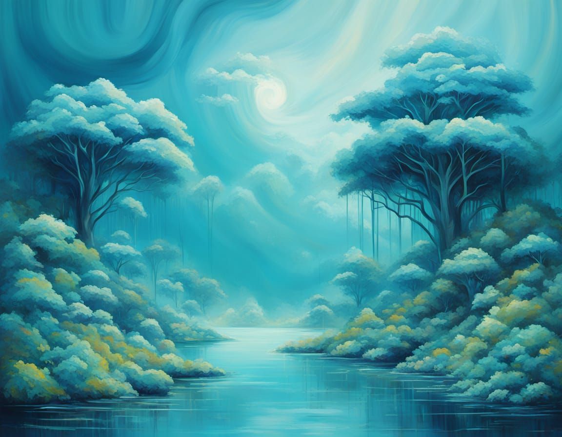 Sonic Aquamarine Summer Abstract Surrealism Painting