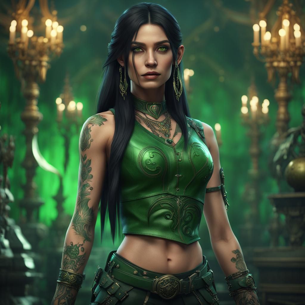 Beautiful Woman with Piercings in Fantasy Art Style