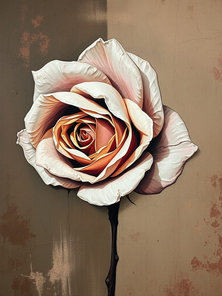 Surrealistic Rose Blooms in a Vintage Oil Painting